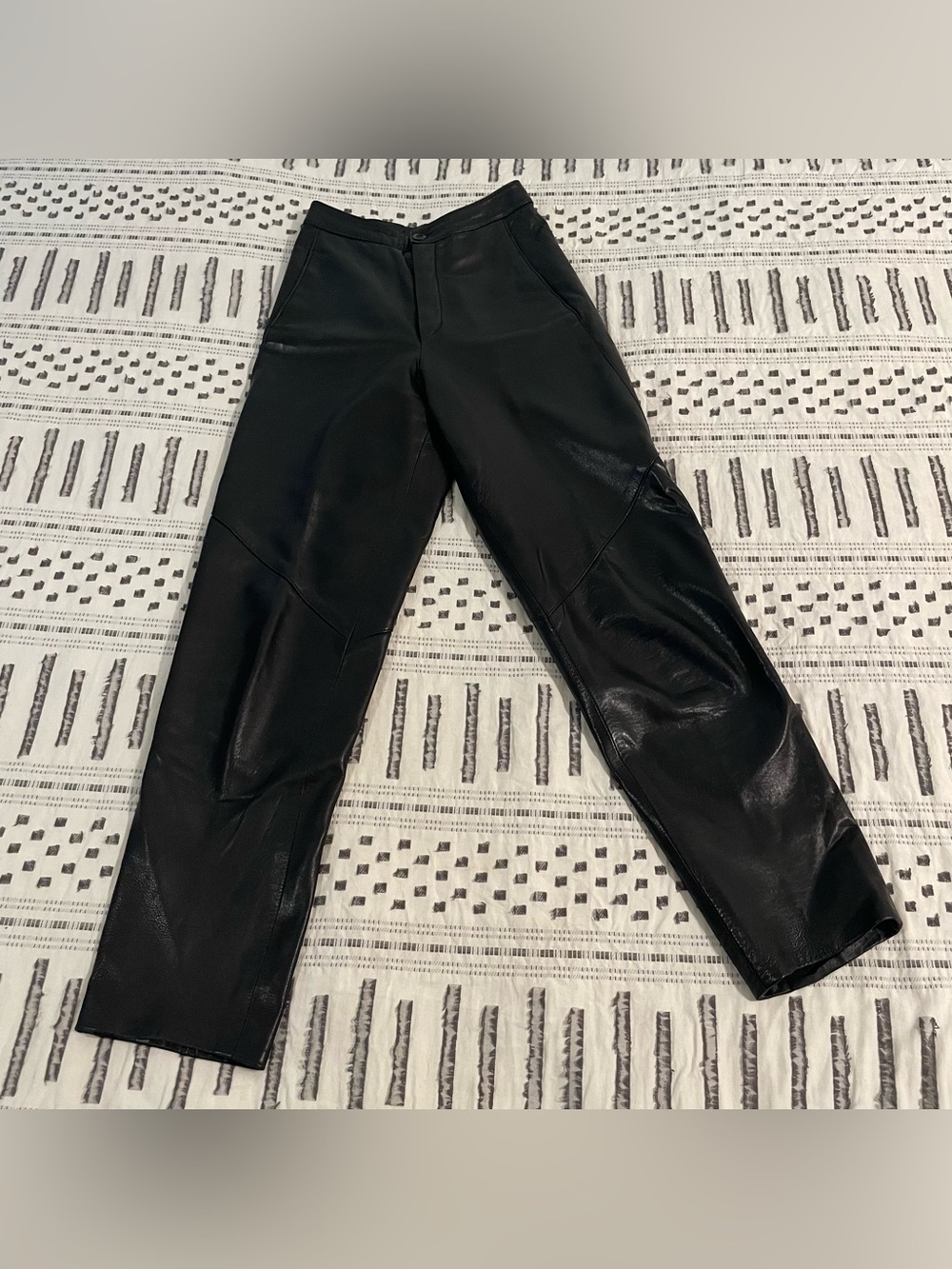 Vintage Ann Taylor Made in USA Genuine Black Leather High Waisted Pants 6